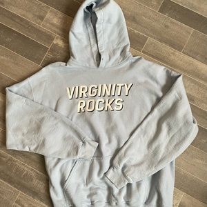Virginity Rocks Sweater Mens Large Light Blue  Danny Duncan Hoodie Pullover
